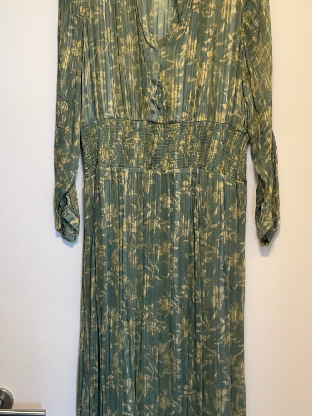 rag & bone Green Floral Smocked-Waist Maxi Dress